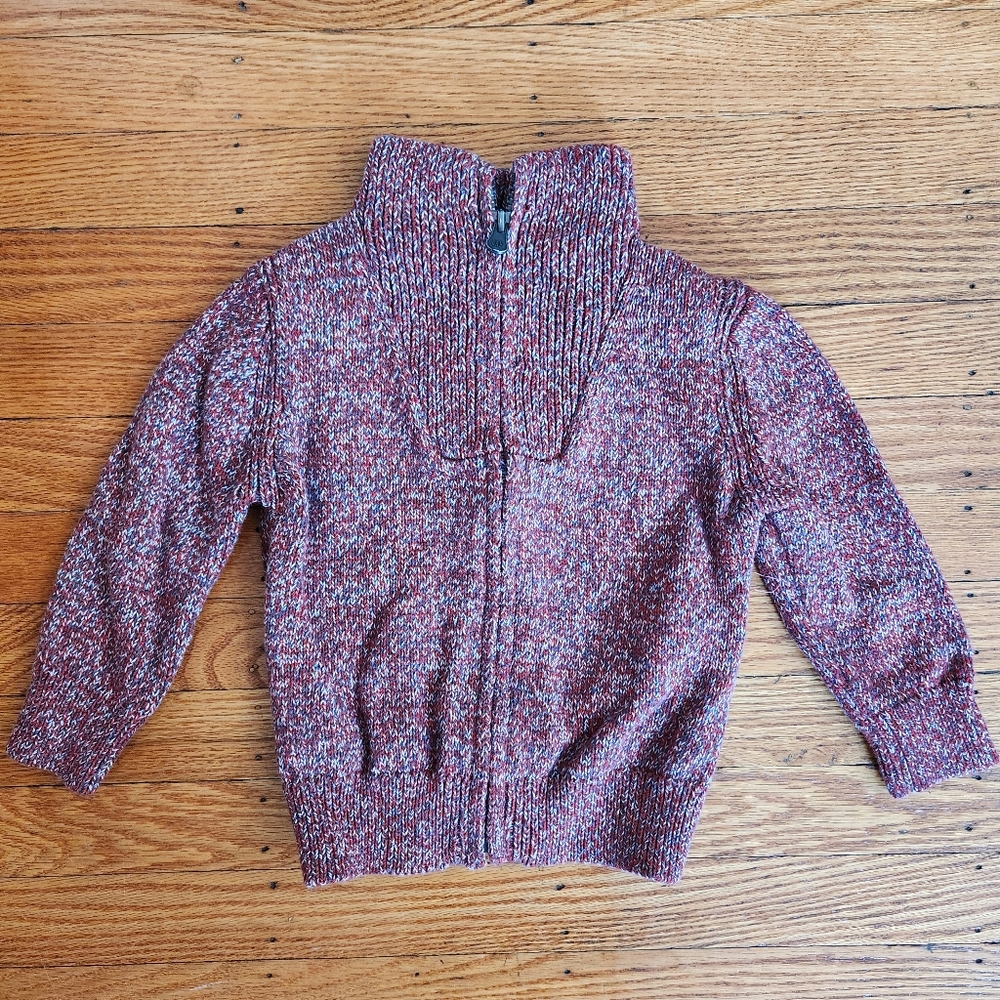 EUC baby GAP Cotton Cardigan 2 Years Toddler- red marl multi knit